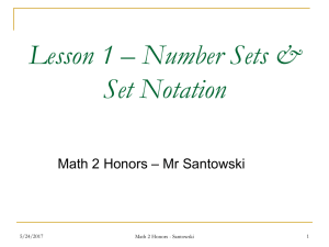 Lesson 1 – Number Sets & Set Notation