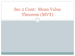 Sec 1 Cont: Mean Value Theorem (MVT)