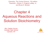 Chapter 4 Aqueous Reactions and Solution Stoichiometry