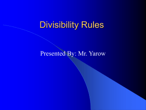 Divisibility Rules - York Catholic District School Board