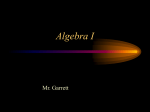 Algebra I - Mr. Garrett's Learning Center