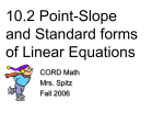 10.2 Point-Slope and Standard forms of Linear Equations
