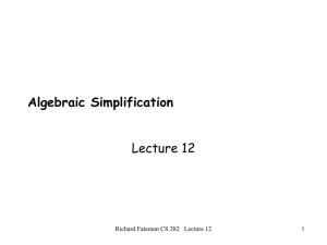 Lecture 12 CS 282 - Computer Science Division