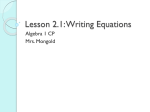 Lesson 2.1: Writing Equations