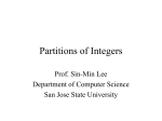 Partitions of Integers - Department of Computer Science