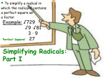 Simplifying Radicals: Part I
