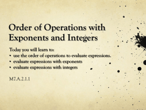 Order of Operations and Exponents