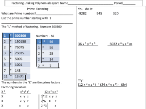 Factoring…Taking Polynomials apart
