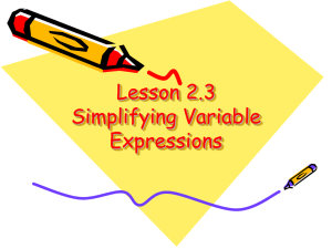 Lesson 2.3 Simplifying Variable Expressions