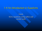 1-8 An Introduction to Equations