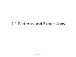 Section 1-1: Patterns and Expressions