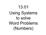 13_01 - Using Systems - Number Problems