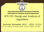 ICS 353: Design and Analysis of Algorithms