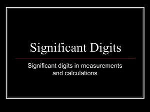 Significant Digits and Uncertainty of Measurements