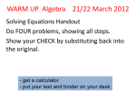 Algebra 1- 21 March 2012 Properties of - Shope-Math