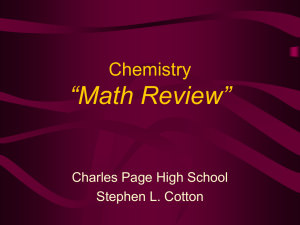Chemistry – Math Review