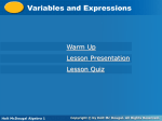 Variables and Expressions Presentation