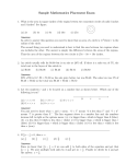 Sample Mathematics Placement Exam