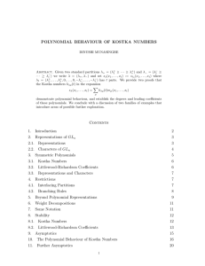 POLYNOMIAL BEHAVIOUR OF KOSTKA NUMBERS