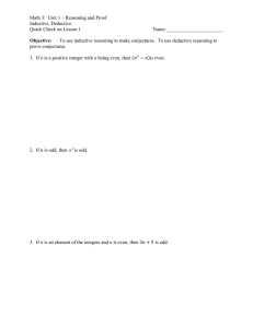 Math 3:  Unit 1 – Reasoning and Proof Inductive, Deductive