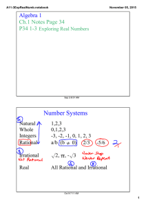 Number Systems Algebra 1 Ch.1 Notes Page 34 P34 1­3