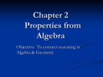 Sec. 2-4 Reasoning in Algebra