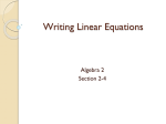Writing Linear Equations
