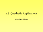2.8 Quadratic Applications