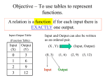 Objective – To use tables to represent functions.