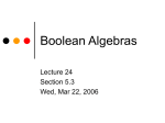 Lecture 25 - Boolean Algebras