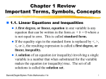 Chapter 1 Review Important Terms, Symbols, and Concepts