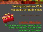 Solve Equations With Variables on Both Sides