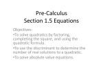 Pre-Calculus Section 1.5 Equations