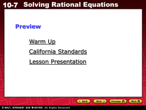10-7 Solving Rational Equations