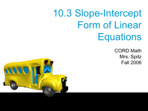 10.3 Slope-Intercept Form of Linear Equations