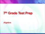 7th Grade Test Prep - Algebra