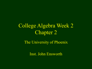 College Algebra Week 2