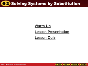 Solve the system by substitution.