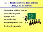 1.1 Real Numbers, Inequalities, Lines