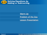 Equations - Adding and Subtracting