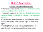 Unit 2: Expressions