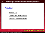 3-7 Solving Absolute Value Inequalities