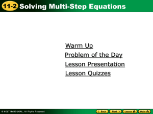 11 2 Solving Multi Step Equations