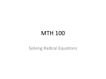 MTH 100 Solving Radical Equations