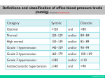 Definitions and classification of office blood pressure levels