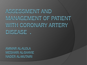 Assessment and management of patient with coronary artery