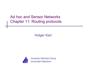 Ad hoc and Sensor Networks Chapter 11: Routing protocols