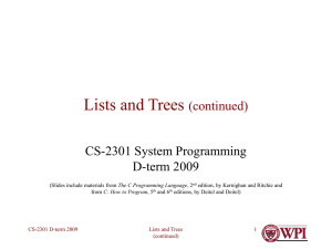 Lists and Trees (continued)