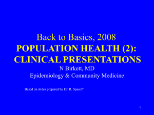 POPULATION HEALTH: CLINICAL PRESENTATIONS