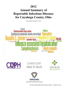 2012 Annual Summary of Reportable Infectious Diseases for Cuyahoga County, Ohio